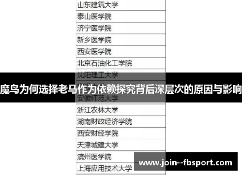 魔鸟为何选择老马作为依赖探究背后深层次的原因与影响